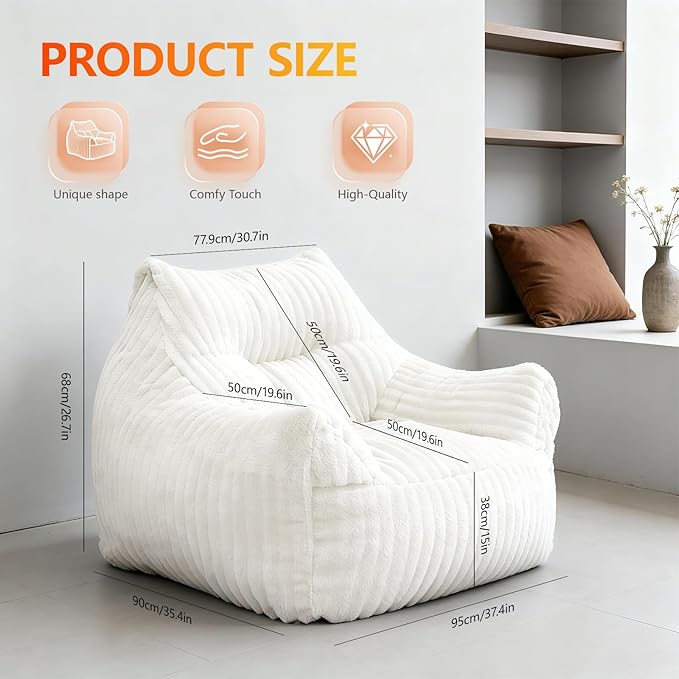 Giant Bean Bag Chair for Adults, Comfy Chair for Bedroom, Floor Chairs for