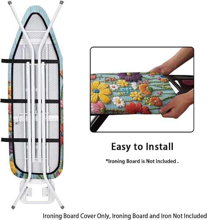 Sprowallow Colorful Daisy Ironing Board Cover Heavy Duty Iron Pad Covers Stain