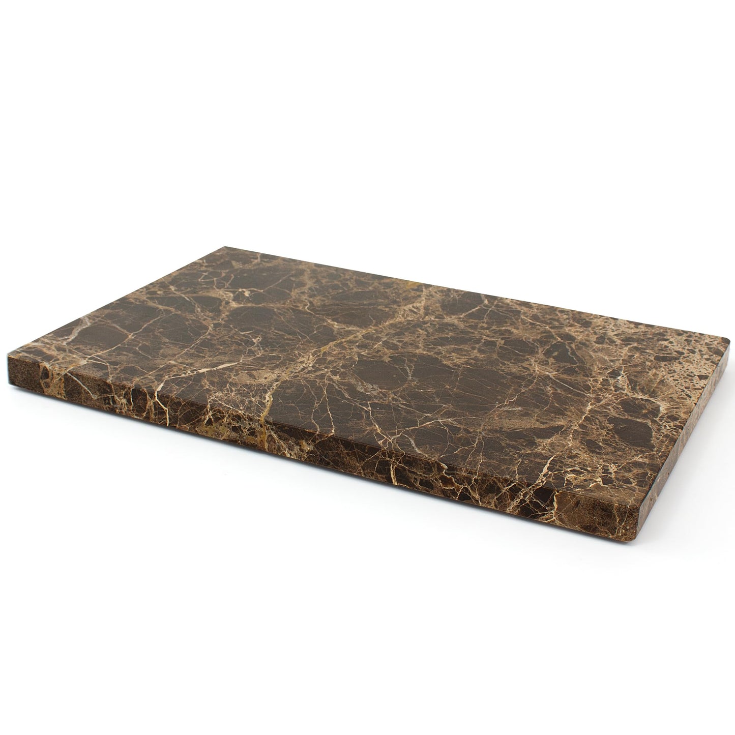 Nature Marble Cutting Board - 12 * 8 Inch Polished Stone Cutting Board Countertop, Stone Charcuterie Tray with Non-Slip Base for Kitchen, Gift for Grill Masters, Baking Lover and Home Chefs (Brown)