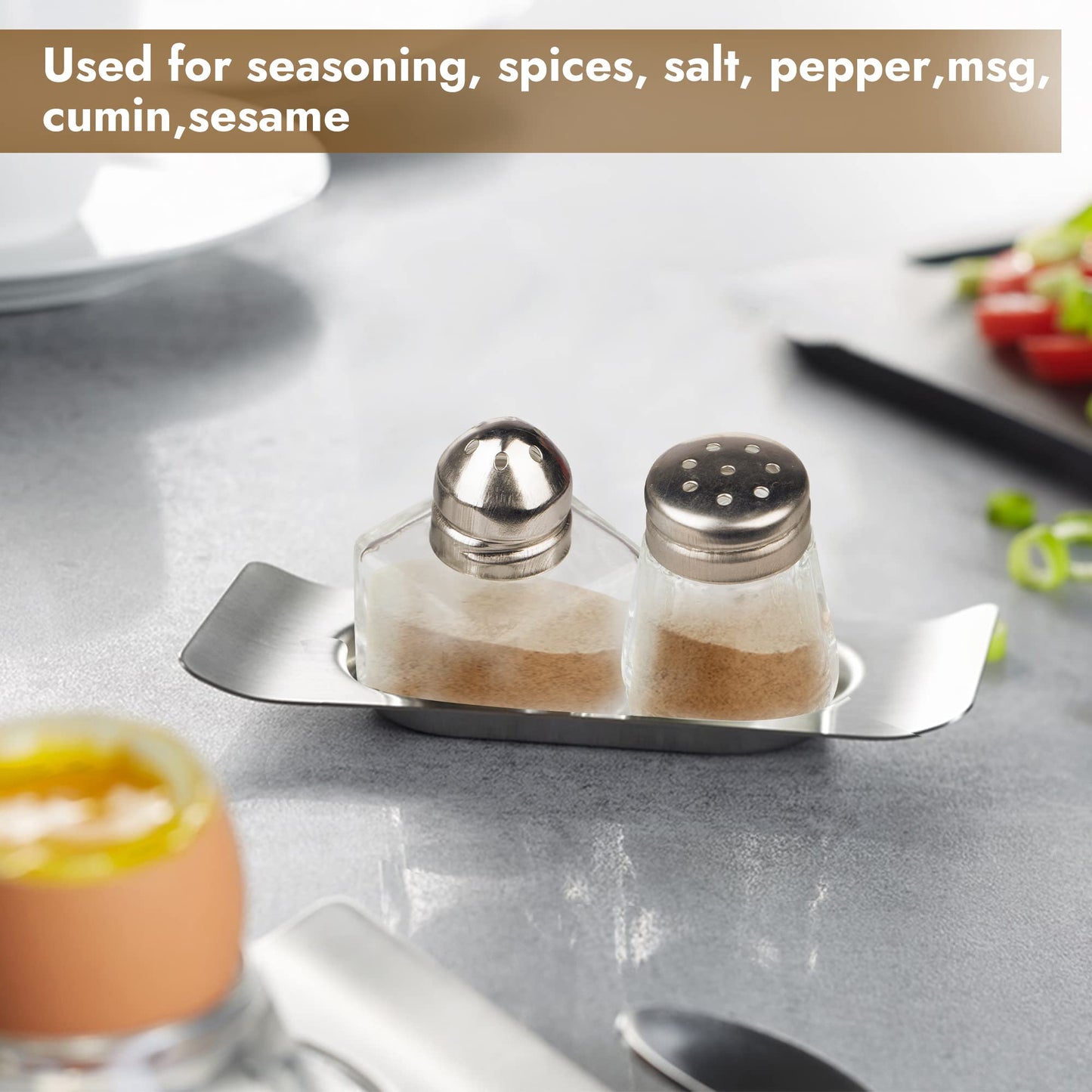Set of 12 Mini Salt & Pepper Shakers,Spices Seasonings Jar Transparent Stainless Steel Top Glass Jars Party Supplies (Square)