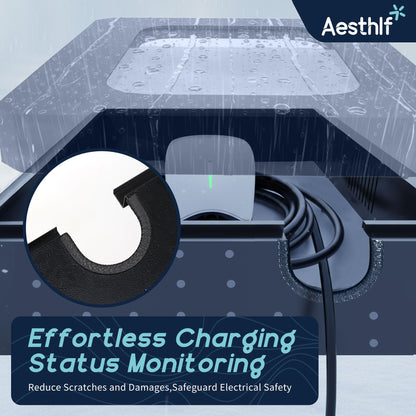 Aesthlf Outdoor EV Charger Enclosure Protect Lock Box for Tesla,Chargepoint & Home Charger,Visible,Anti-UV, Black