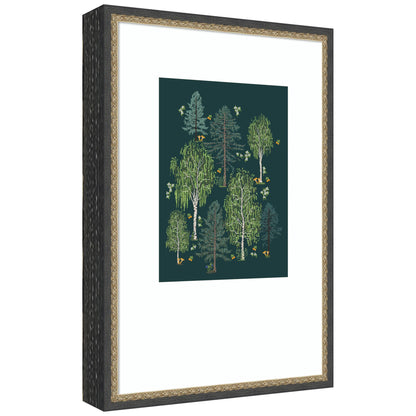 Amanti Art Framed Wall Art Print 25x17 Scandinavian Boreal Forest by Alexandra Weise, Nature Wall Art, Whimsical Decor, Medium Poster Painting Artwork for Living Room, Bedroom, Bathroom, Kitchen,