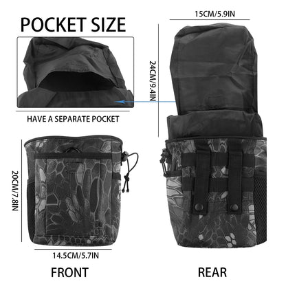 Drawstring Highend Rock Climbing Chalk Bag with a Carabiner Different Pockets for Climbing Bouldering, Gymnastics, Gym Pouch, Cross Fit and Lifting 1pcs (Black Camouflage)