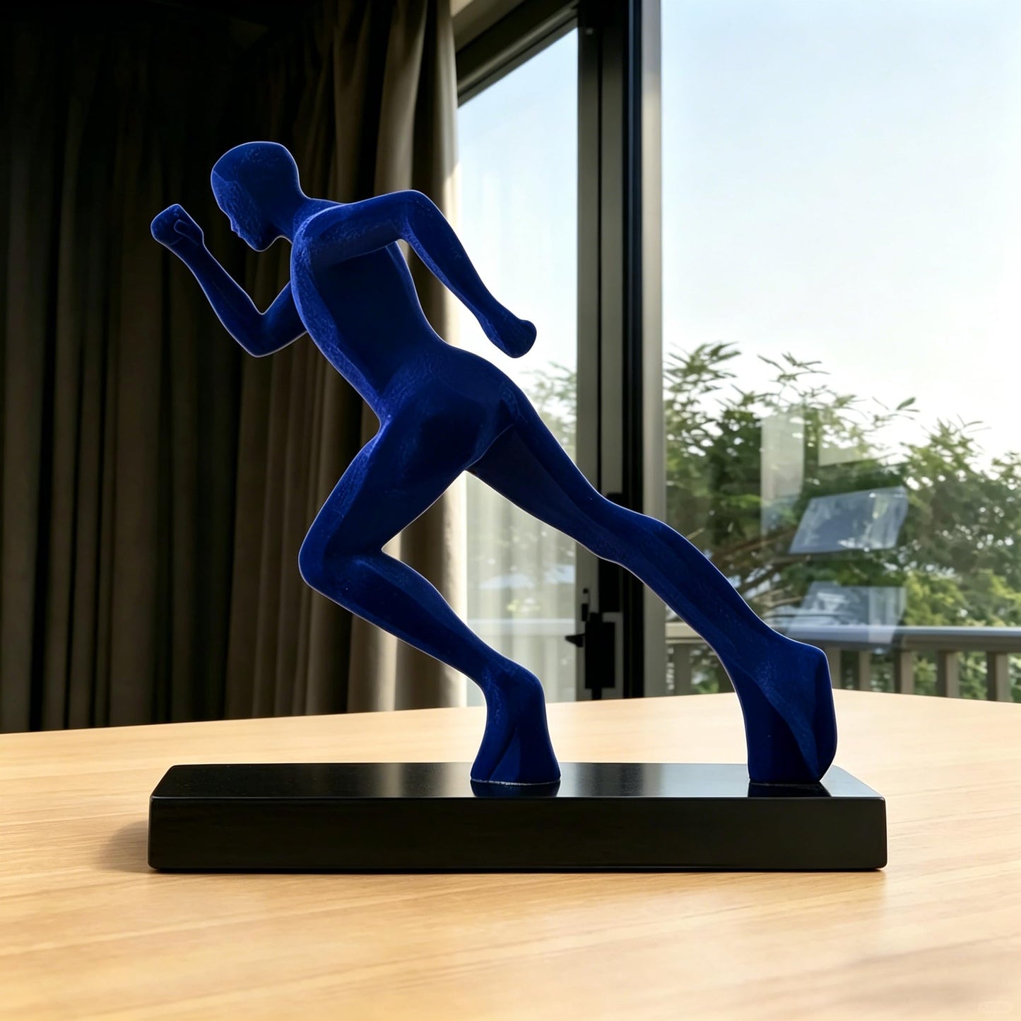 AWNR Handmade Gold Abstract Statue- Exquisite Resin Figurine for Modern Home Decor Living Room Shelf Office Decorations, Perfect for Bookshelf, Desk, and TV Stand Accents. (Blue Runner)
