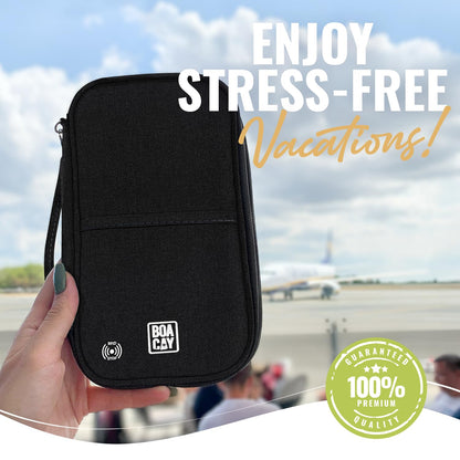 BOACAY Family Passport Holder, RFID Travel Wallet for Women & Men, Document Organiser, Holiday Essentials & Waterproof Cover for Tickets, Money, Cards