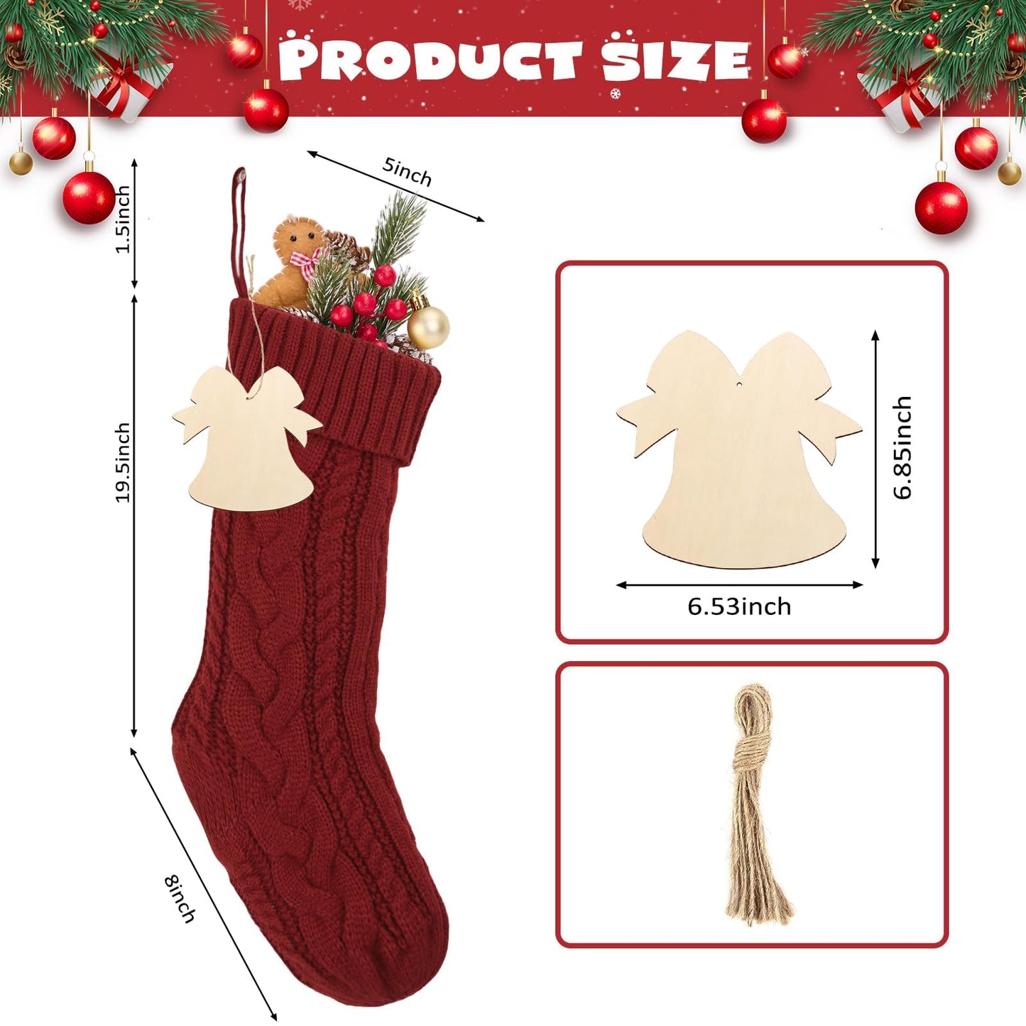 Galetcy Christmas Stockings 4 Pack, Knitted Christmas Stockings 18" Xmas Hanging Stocking Decorations with Personasized Name Carfts for Gifts