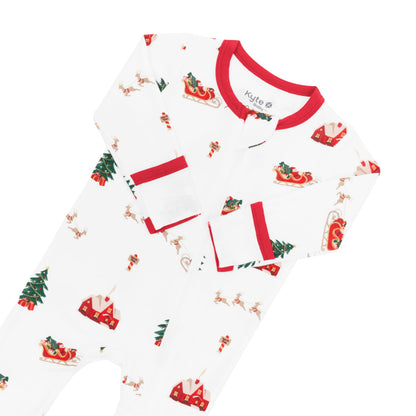 KYTE BABY Soft Bamboo Rayon Rompers, Zipper Closure, 0-24 Months (Santa Sleigh, 6-12 Months)