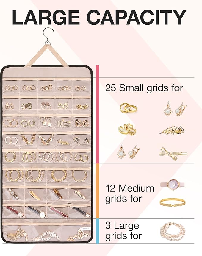 BAGSMART Hanging Jewelry Organizer Storage Roll