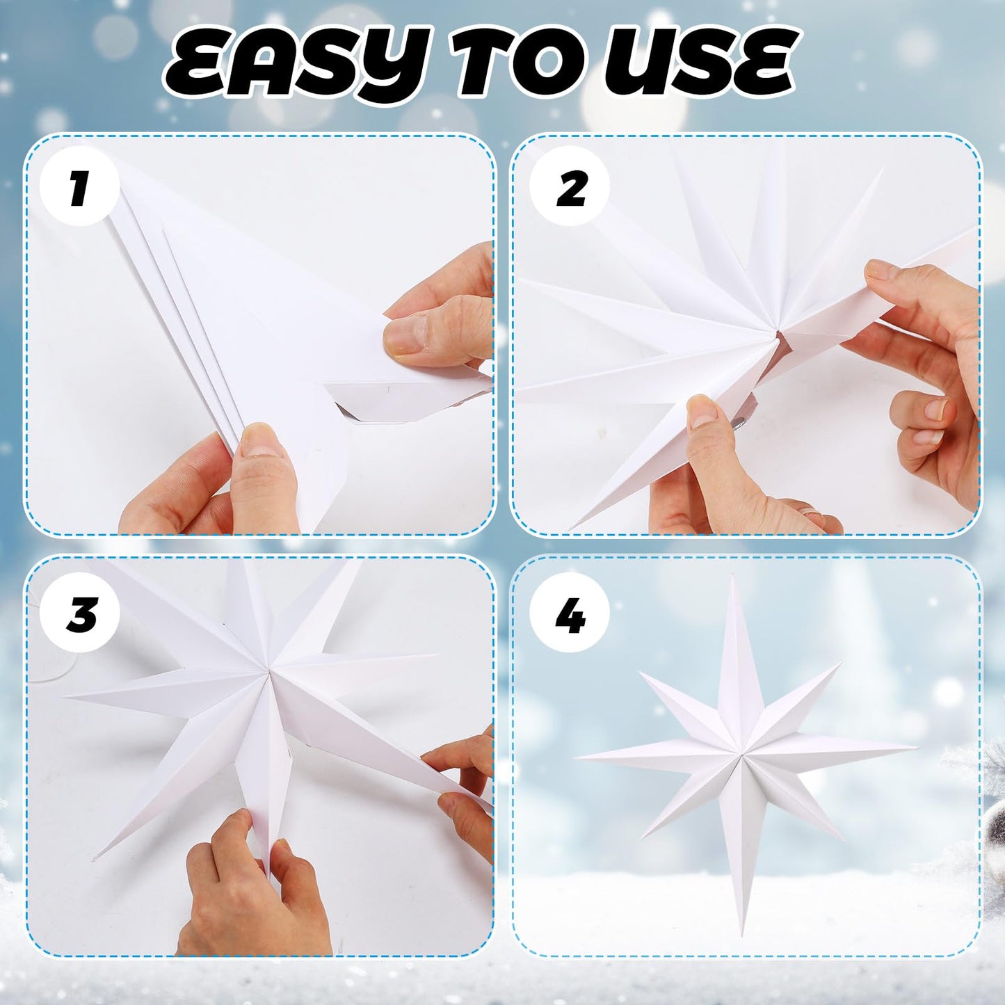 6 Pcs 11 Inch Bethlehem Star Ornament for Christmas Tree Large Paper Star Ornament Nativity Stars Hanging Decor Angel Tree Topper Lantern Pendant Gift for Xmas New Year Winter Holiday Party Decor