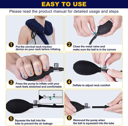 Neck Stretcher, Cervical Traction Device, Neck Traction Device for Neck Pain Relief, Adjustable Inflatable Neck Stretcher Cervical Traction and Neck Brace, Neck Decompression Home Use (Blue)