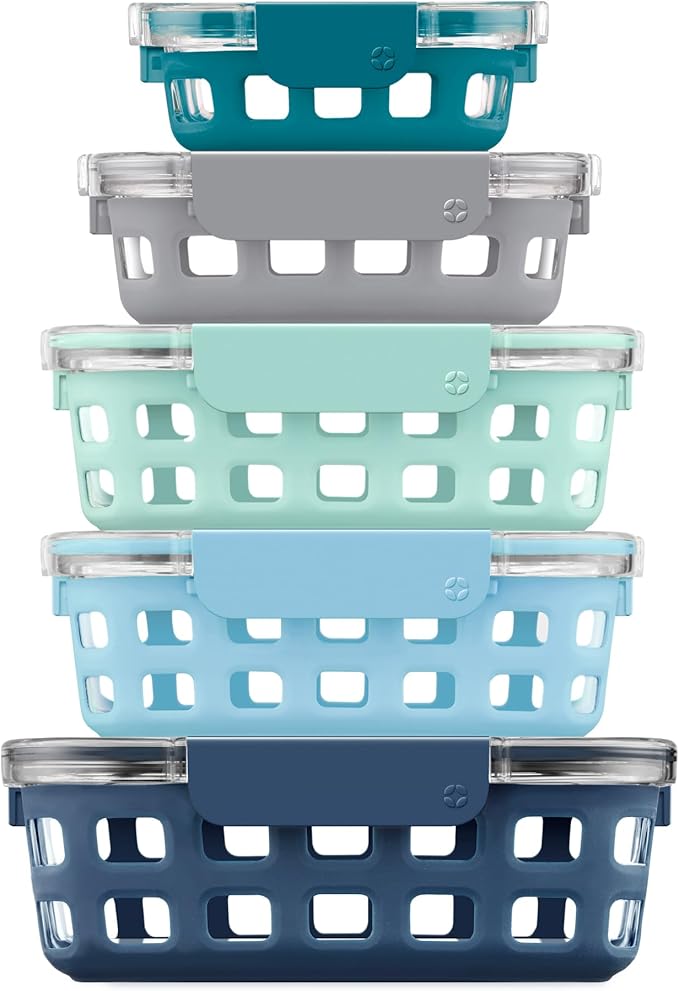 Ello Duraglass Mixed Meal Prep Sets Leak-Proof Glass Food Storage Containers
