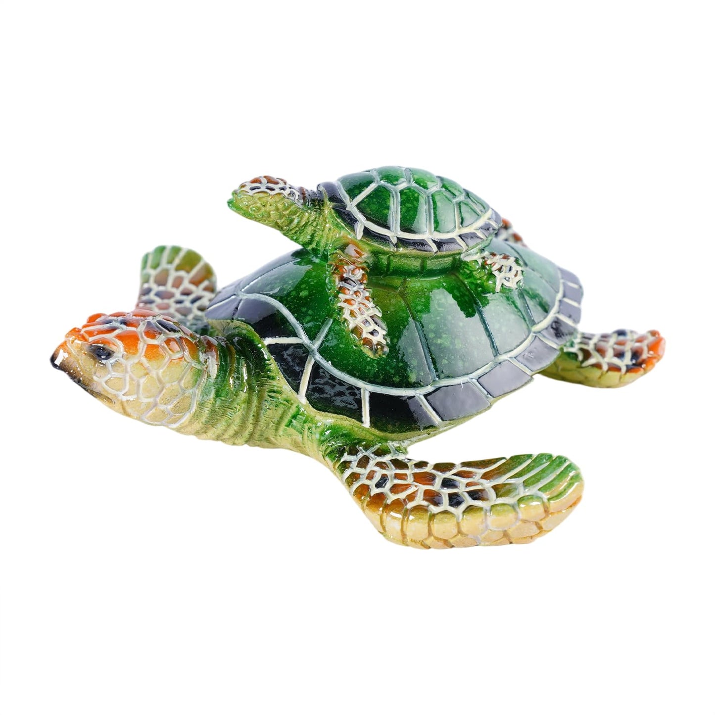 Brizoria Sea Turtle Decor Collectible Figurines with Baby Resin Animal Statue Blue Green Ocean Themed Gift from The Sea Turtle Gifts for Women Men Tabletop Decorations Tortoise, Green
