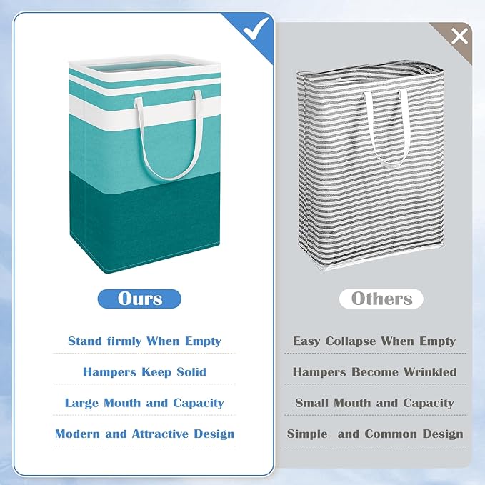 BlissTotes 3-Pack Laundry Basket, Freestanding＆Waterproof Laundry Hamper