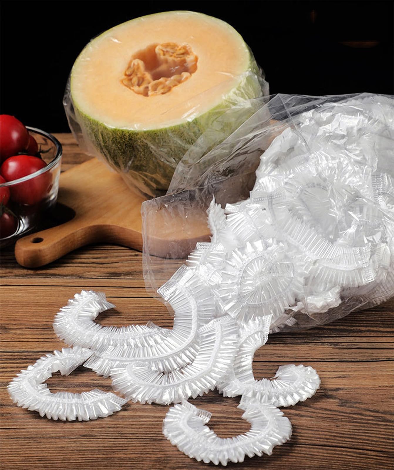 300PCS Disposable Bowl Covers Canning Lids, Disposable Bowl Covers Food Cover Stretch Edging, Flexible Storage Packaging for Storage Containers, Plastic Lids for Disposable Cling Bags for Household