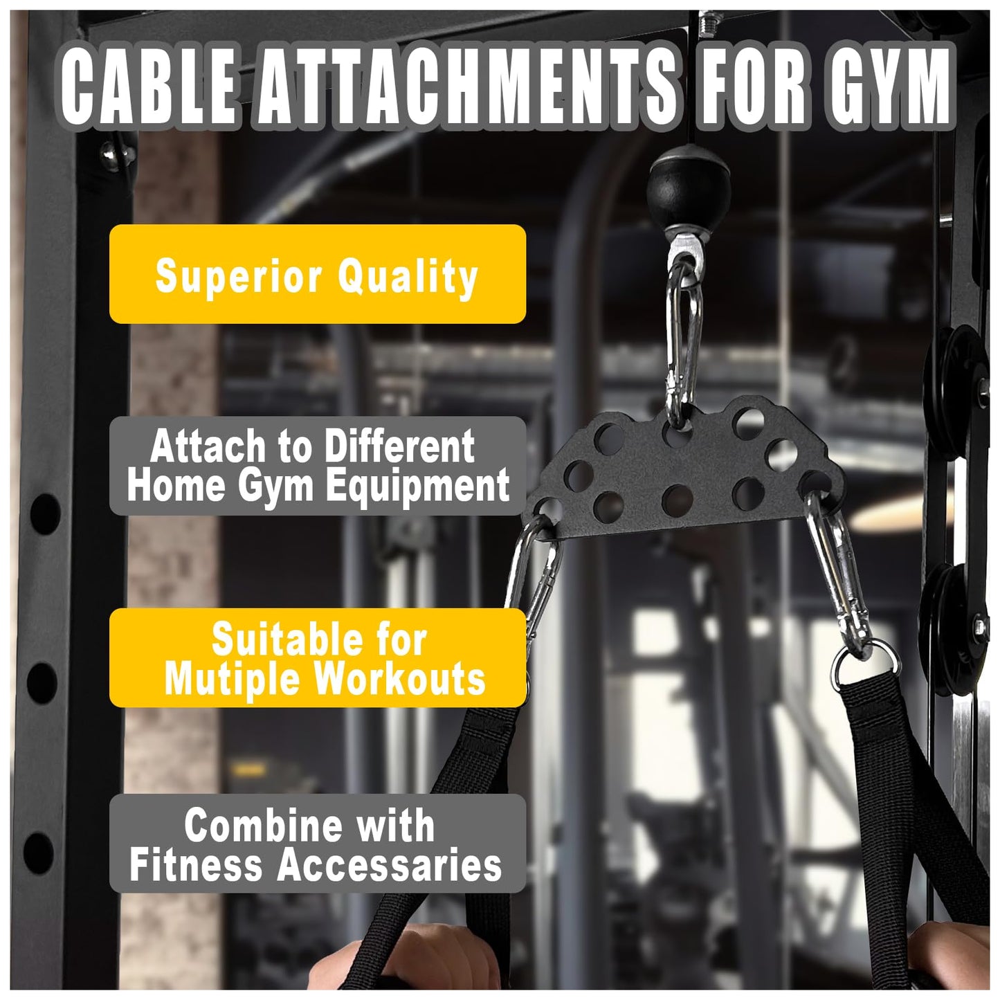 Multi-Grip Lat Pull Down Bar for Home Gym Fitness, Spreader Plate Lat Pulldown Attachments for Pulley System Cable Machine, Double to Single Cable Attachment Exercise Handle (MINI BAR)