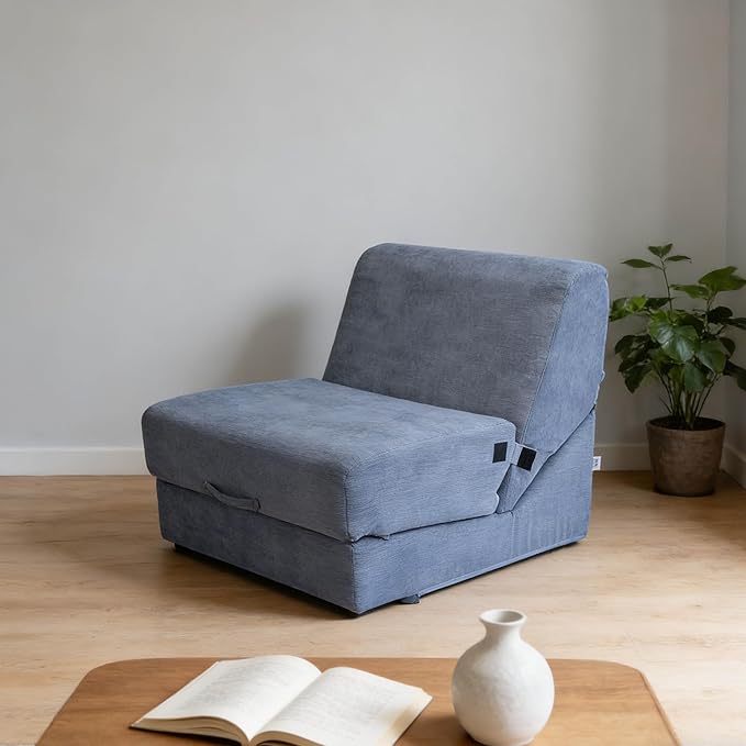 jela Luxury Corduroy Indoor Chaise Lounge, Foldable Sofa Bed Chair