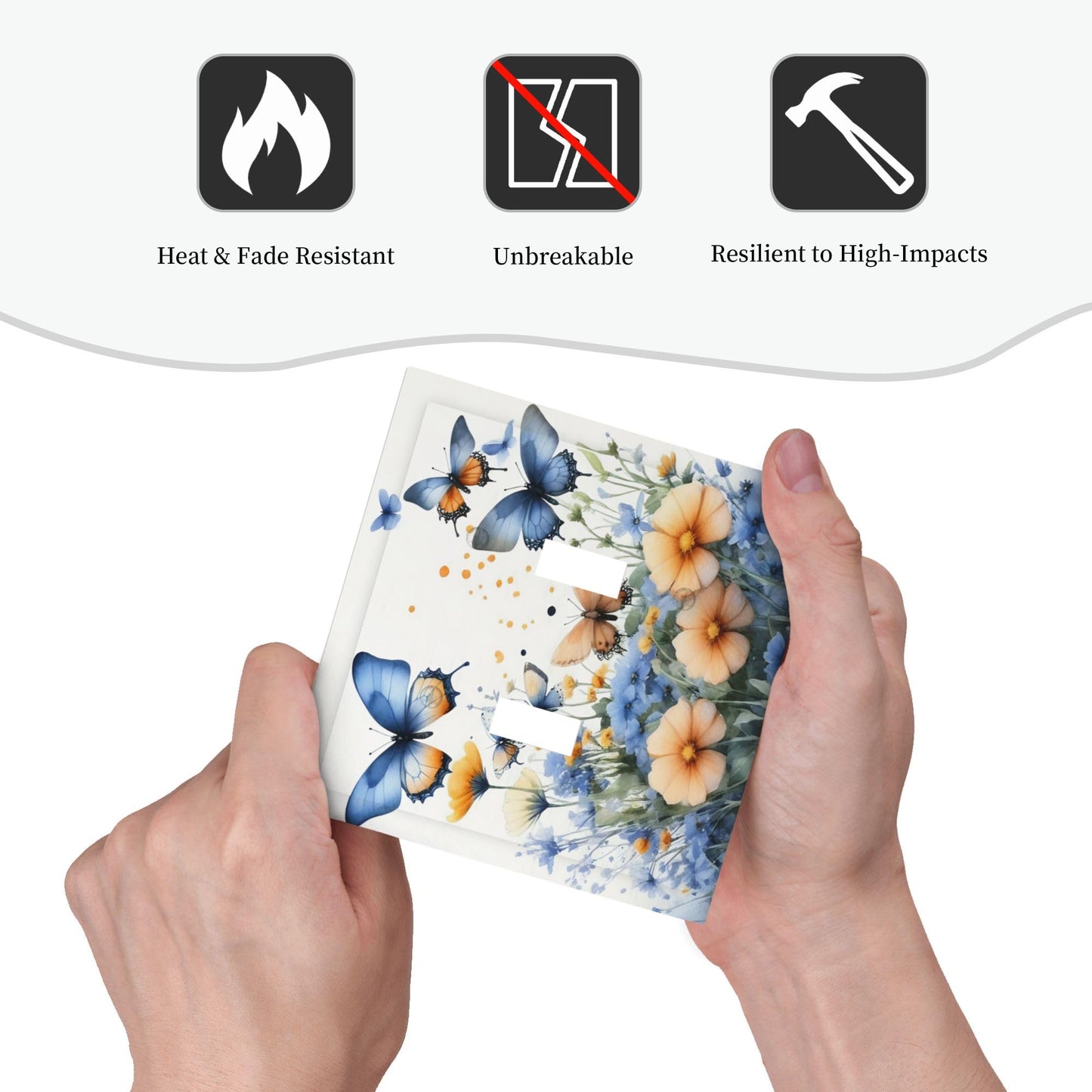 Decorative Art Light Switch Covers Butterfly Blooms 2 Gang Double Toggle Wall Plate Decorative Switchcover Electrical Switchplate for Home Decor
