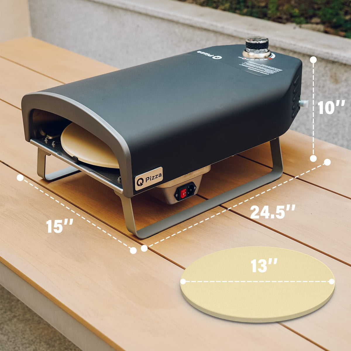 Q Pizza Gas Pizza Oven with Automatic Rotating Stone, Portable Propane Gas Grill Oven for Outdoor Cooking Kitchen Backyard Party Beach RV Tailgating Camping, PS102