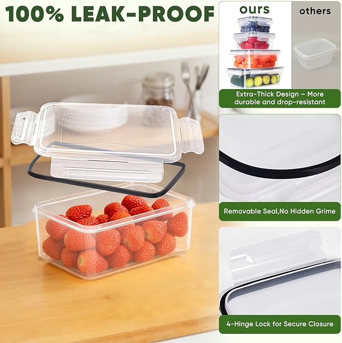 24-Piece PVC-Free BPA-Free Food-Grade Plastic Kitchen Set, Leakproof Airtight