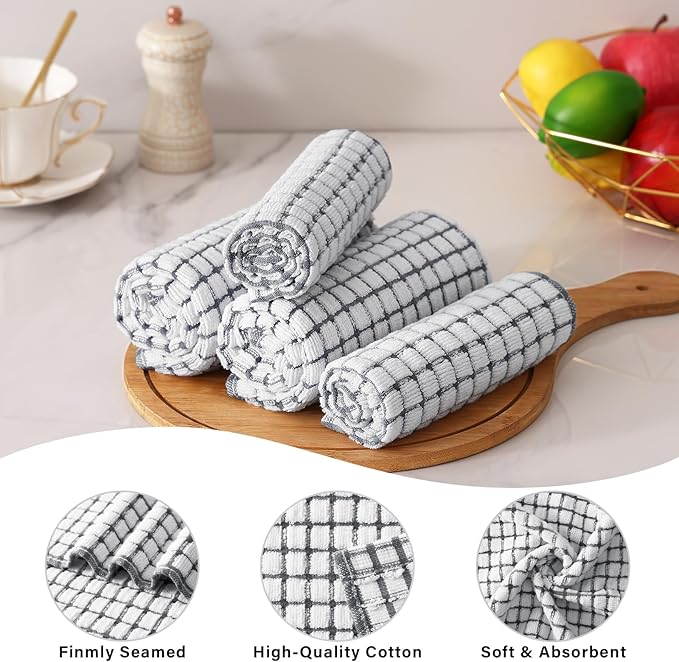 Homaxy Kitchen Towels and Dishcloths Set, 16 x 25 and 12 x 12 Inches, Super