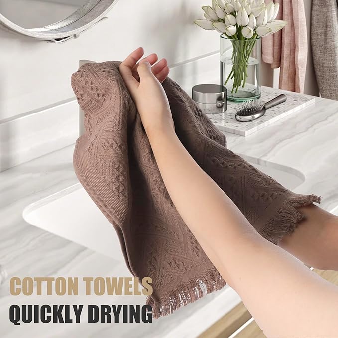 Boho Bathroom Decor Hand Towel 4 Pack 100% Turkish Cotton 14 x 30 Inch Boho