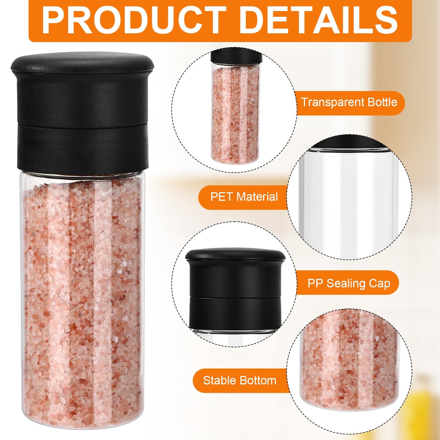 LemonRoad 30 Pcs Plastic Salt and Pepper Grinder Set 3.4 oz Pepper Mill Bulk Refillable Small Spice Bottle Salt and Peppermill Shakers Manual Spice Grinders