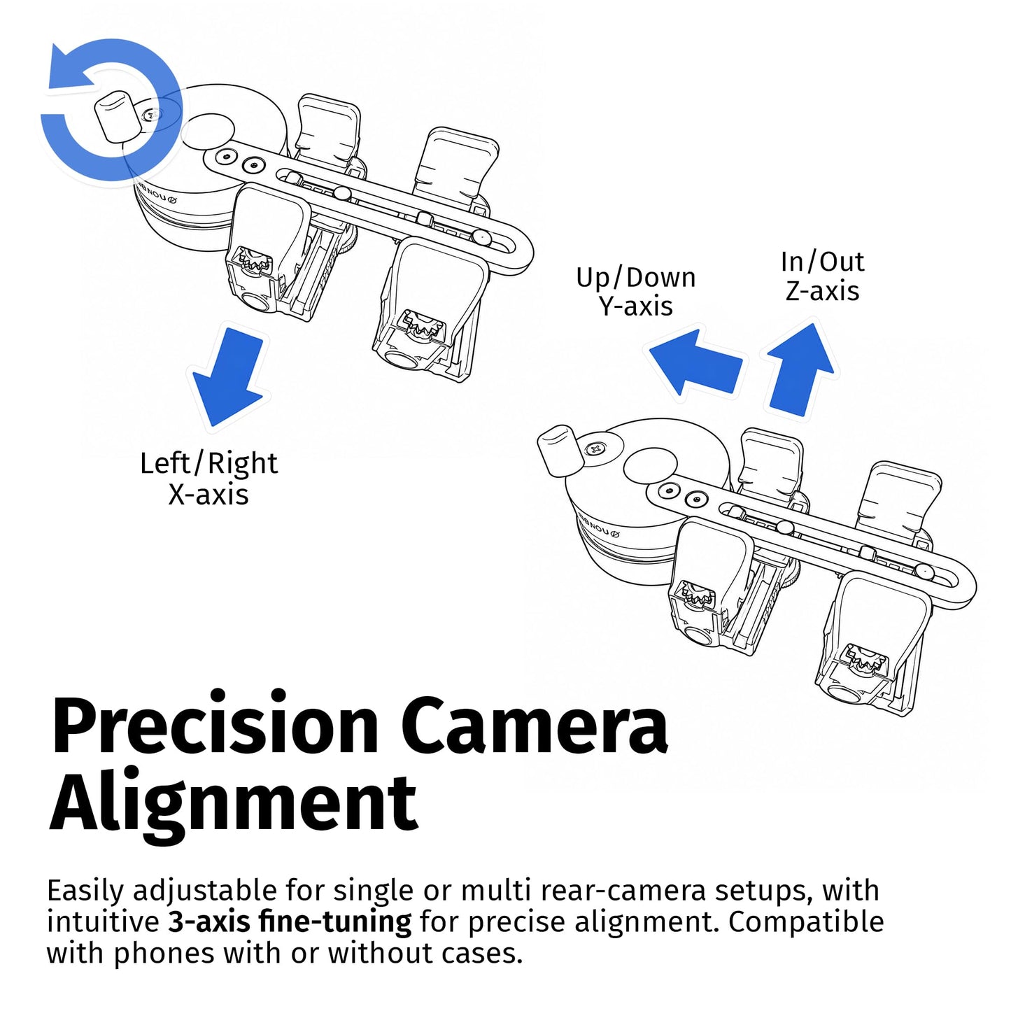 Novagrade Universal Spotting Scope Phone Adapter - Double Grip Telescope Phone Mount for Digiscope Photography & Binoculars Mount for iPhone that Fits Almost all Smartphones on the Market, Made in USA