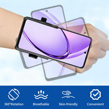 Wristband Phone Holder, No Screen Blocking, 360° Rotating Wrist Phone Mount, Memory Lock, Quick Release, for Android, iPhone 17/16/15/14/13 Pro Max/Pro/Mini/12/11/SE/Xs/XR/8 Plus, Fits 4–6.7" Phones