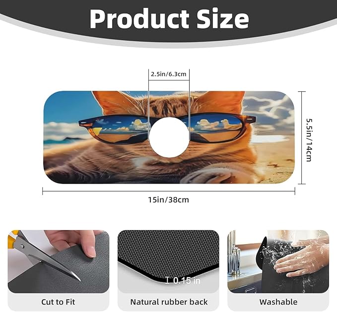 Sunshine Beach Cat Cases Kitchen sink faucet pad, strong water absorption