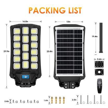 ZIZIWIN 14000W Solar Street Lights Outdoor Waterproof, 2 Pack Large Solar Powered LED Flood Light Outside, Heavy Duty Parking Lot Light Dusk to Dawn, Motion Sensor, Pole or Wall Mount, Remote Control
