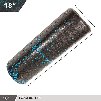 Day 1 Fitness High Density Muscle Foam Rollers - Sports Massage Rollers for Stretching, Physical Therapy, Deep Tissue, Myofascial Release - Ideal for Exercise and Pain Relief - Speckled Blue, 12”