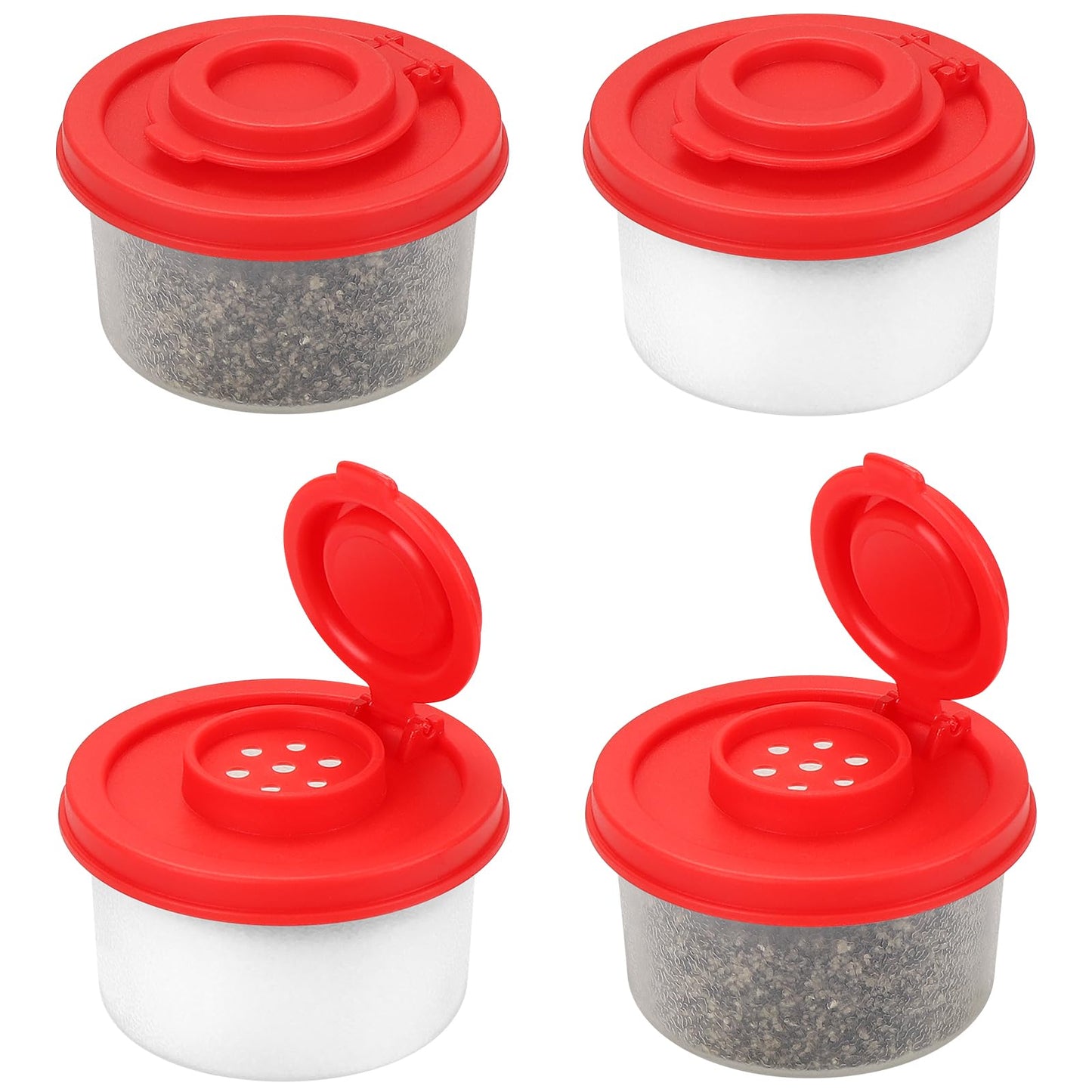 Accmor 4pcs Salt and Pepper Shakers, Mini Salt Shaker to go Moisture Proof Salt Pepper Shakers Spice Container Dispenser for Camping Picnic Lunch Boxes Travel Kitchen