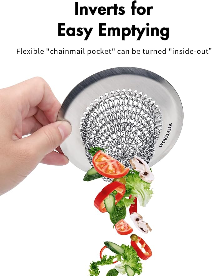 Revolutionary Kitchen Sink Drain Strainer/Patented Reversible Chain Mesh