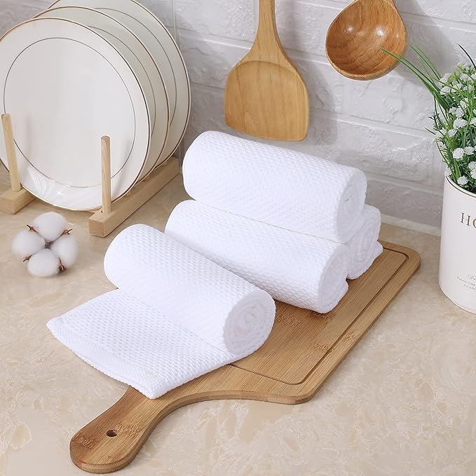 Kitinjoy 100% Cotton Waffle Weave Kitchen Hand Towels