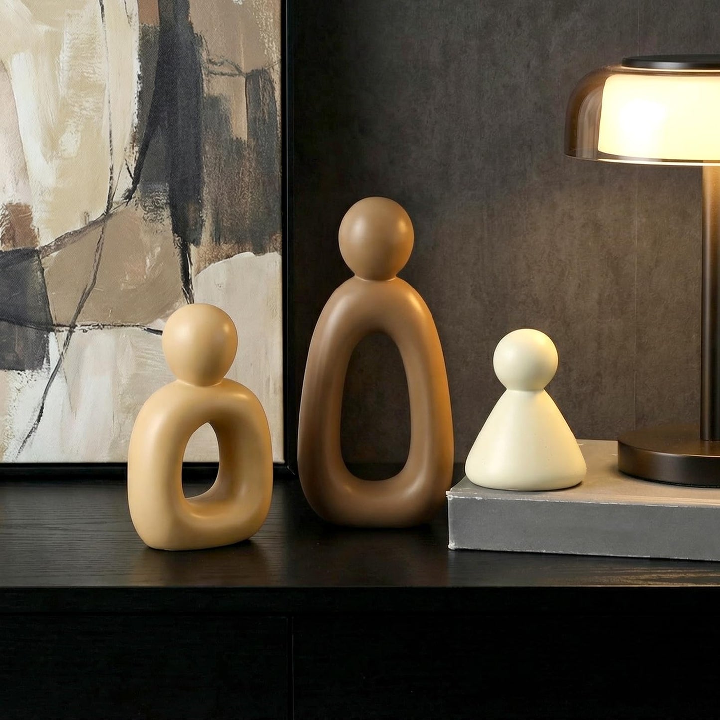 Youyole Abstract Family of 3 Modern Sculpture Modern Home Decor for Shelf, TV Stand, Bookshelf, Living Room Decorative Accents and Housewarming Gift for Living Room Office Table Shelves Decorations