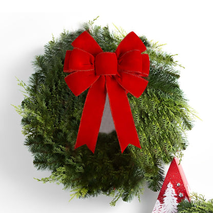 Satenwie Red Christmas Bows Large Velvet Bow for Wreaths, Tree, Outside Decorating, Outdoor (12 * 14 inch)