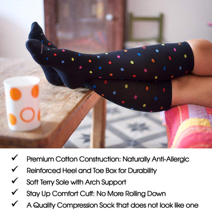 SocksLane Cotton Compression Socks 15-20 mmHg Class 1 Support Knee-High (Gray Stripes, Medium-Large)