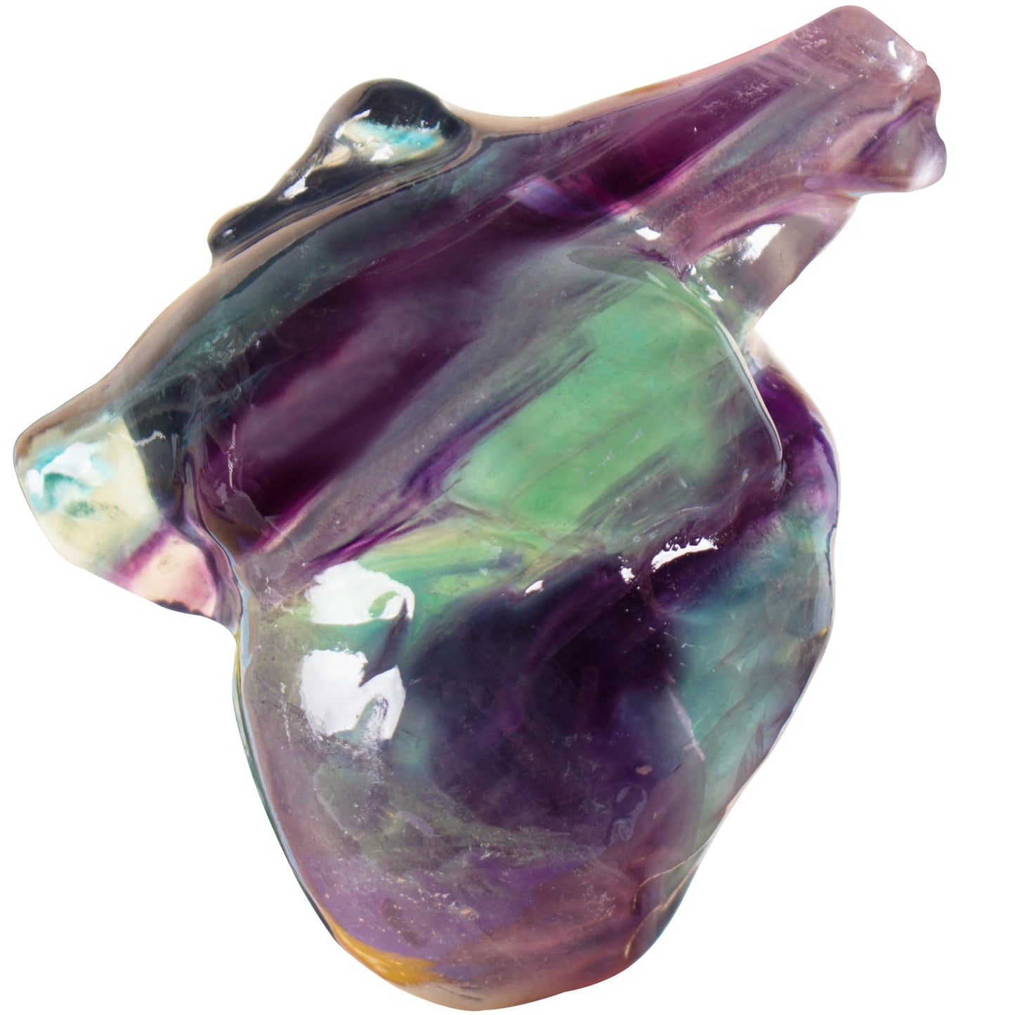 Rainbow Fluorite Heart Crystal Figurines, 2.1 Inch Crystal Heart Love Statue for Home Decor, Meditation and Stress Relief, Hand Carved Natural Healing Stone Cardiac Sculpture Spiritual Gift for Women