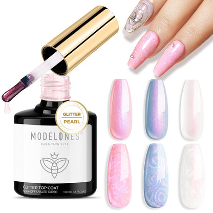 modelones Builder Nail Gel with Gel Top Coat, 3Pcs Clear Builder Nail Kit for Thickening Apex Building Extension Rhinestone Gel Tips Glue, U/V LED Lamp Cured for Home DIY Salon Girls