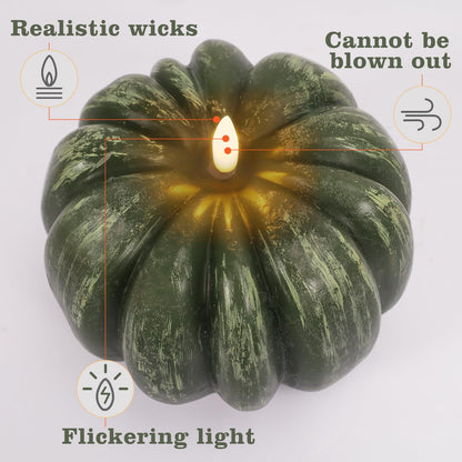 RGQSUN [Timer] Fall Pumpkin Flameless Candles Flickering LED Candles Battery Operated Pumpkin Lights Fall Table Decor for Home,Halloween,Thanksgiving