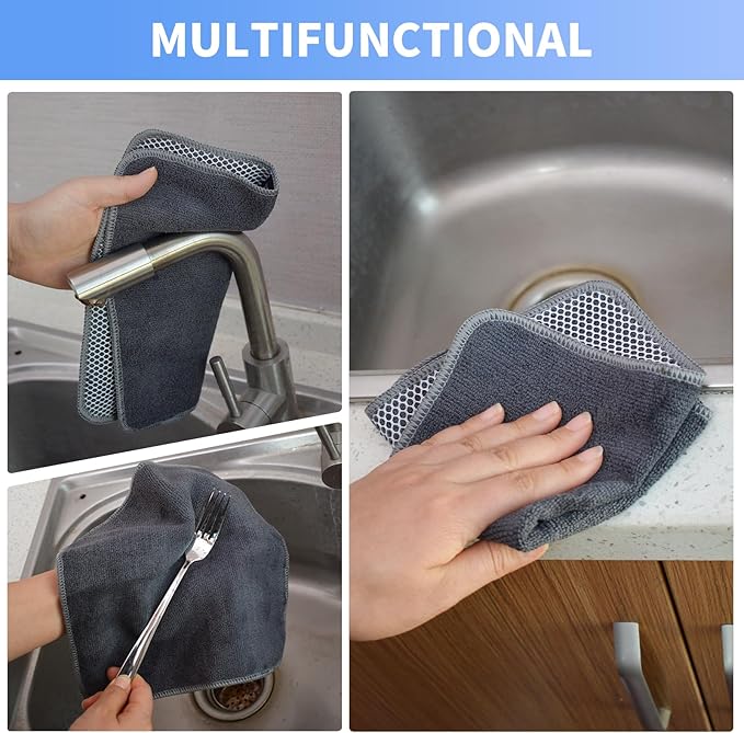 KinHwa Kitchen Washcloths for Dishes Absorbent Microfiber Dish Cloths Quick Dry