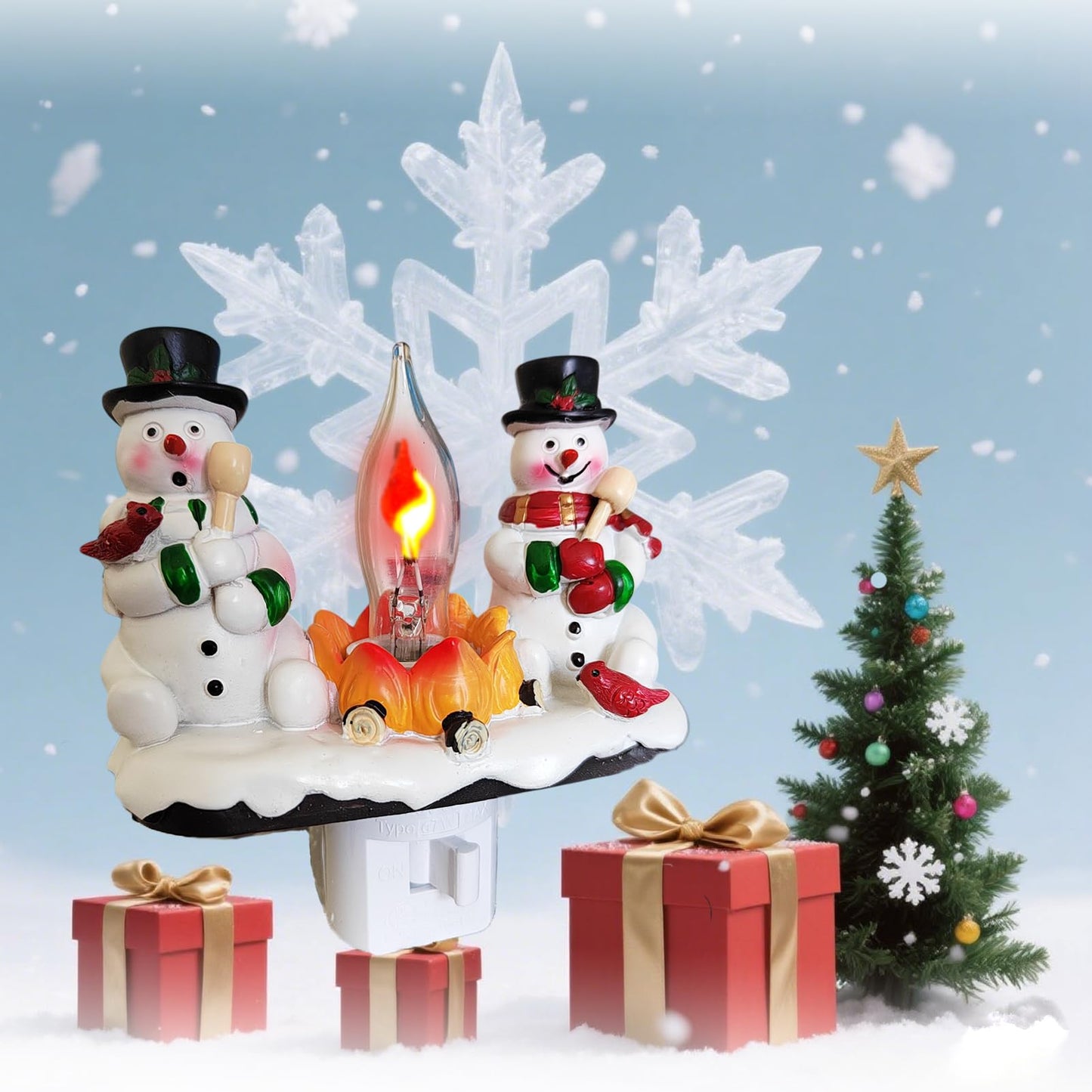 Consdemy 2026 Christmas Night Light Plug into wall - Decorative Snowman Flickering Night Lights - Holiday Flameless Candle Nightlight Plug in - Christmas Gifting for Family and Friends (Snowman)