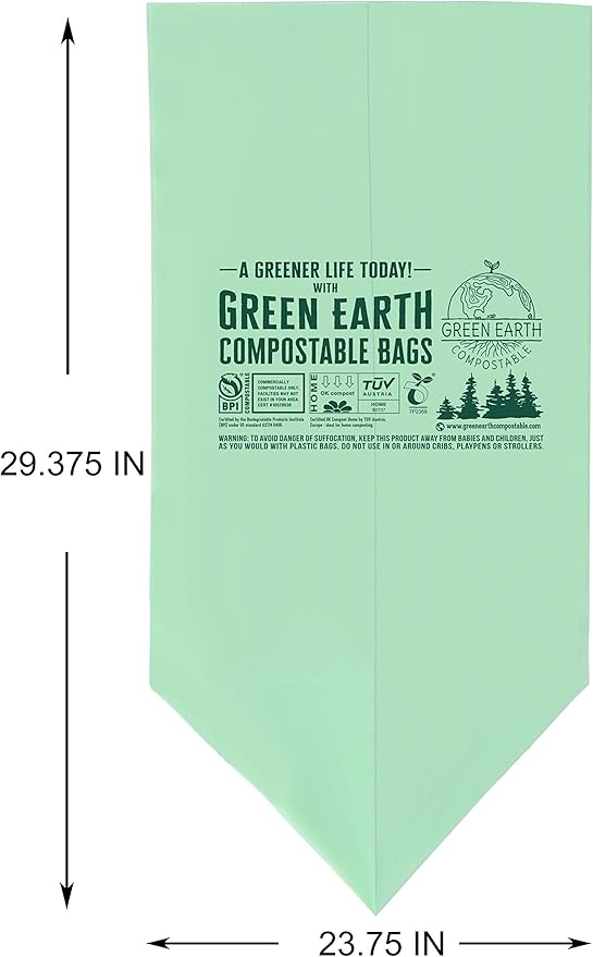 Green Earth Compostable Tall Kitchen Food Scrap Trash Bags, Compost Bin