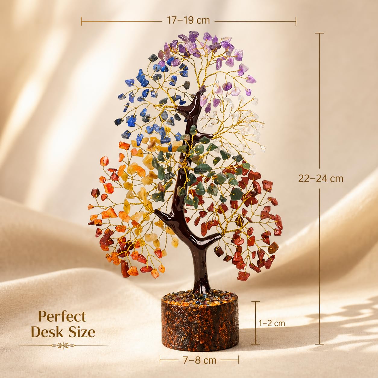7 Chakra Tree of Life Crystal Tree - Healing Crystals for Positive Energy & Good Luck, Handmade Gemstone Tree, Birthday Gifts for Women, Mom, Sister, Home Office Desk Decor, Feng Shui Decor