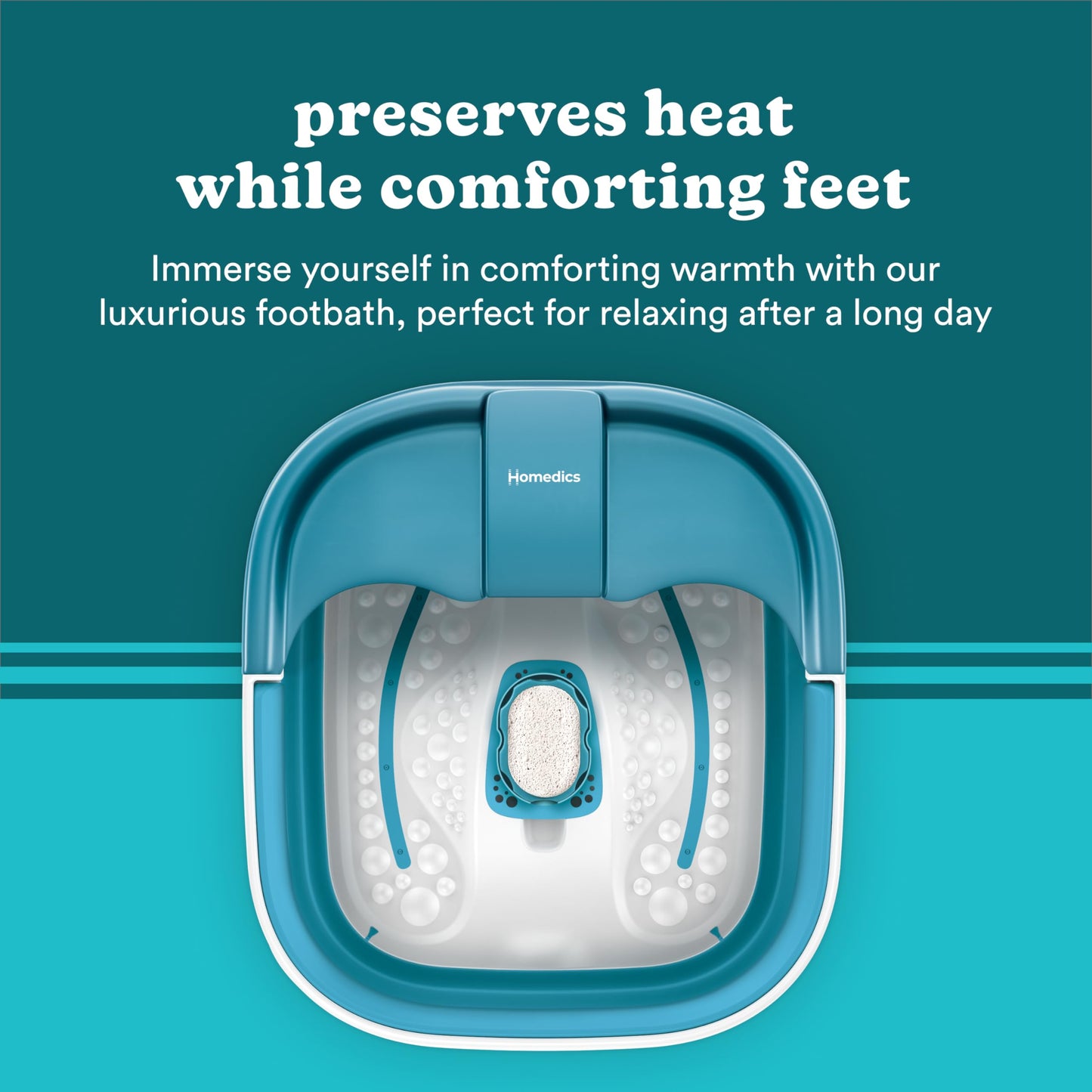Homedics Bubble Mate Collapsible Foot Spa, Heat-Maintaining, Bubble Massage with Pumice Stone and Splash Guard