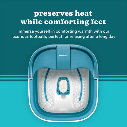 Homedics Bubble Mate Collapsible Foot Spa, Heat-Maintaining, Bubble Massage with Pumice Stone and Splash Guard
