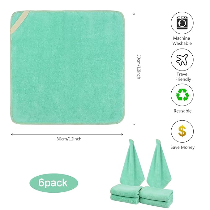 SINLAND Microfiber Facial Cloths Fast Drying Washcloth 12inch x 12inch