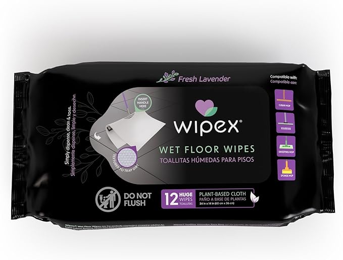 Wipex XL Wet Floor Wipes for Squeegee Stick, Cuban Mop or Sweeping Mop