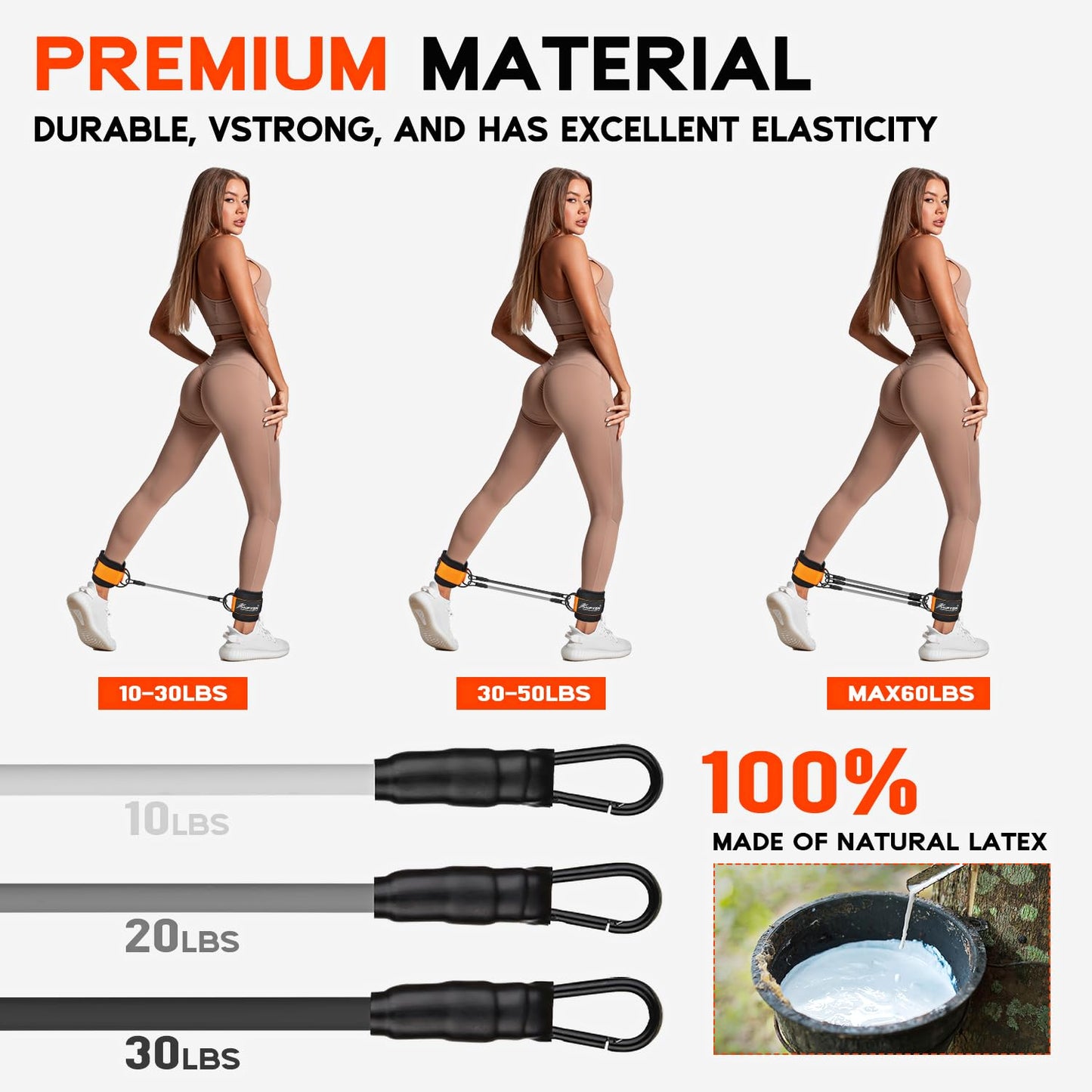 HPYGN Ankle Resistance Bands with Cuffs, Ankle Bands for Working Out, Resistance Bands for Leg Butt Training Exercise Equipment for Kickbacks Hip Gluteus Training, Ankle Strap with Exercise Bands