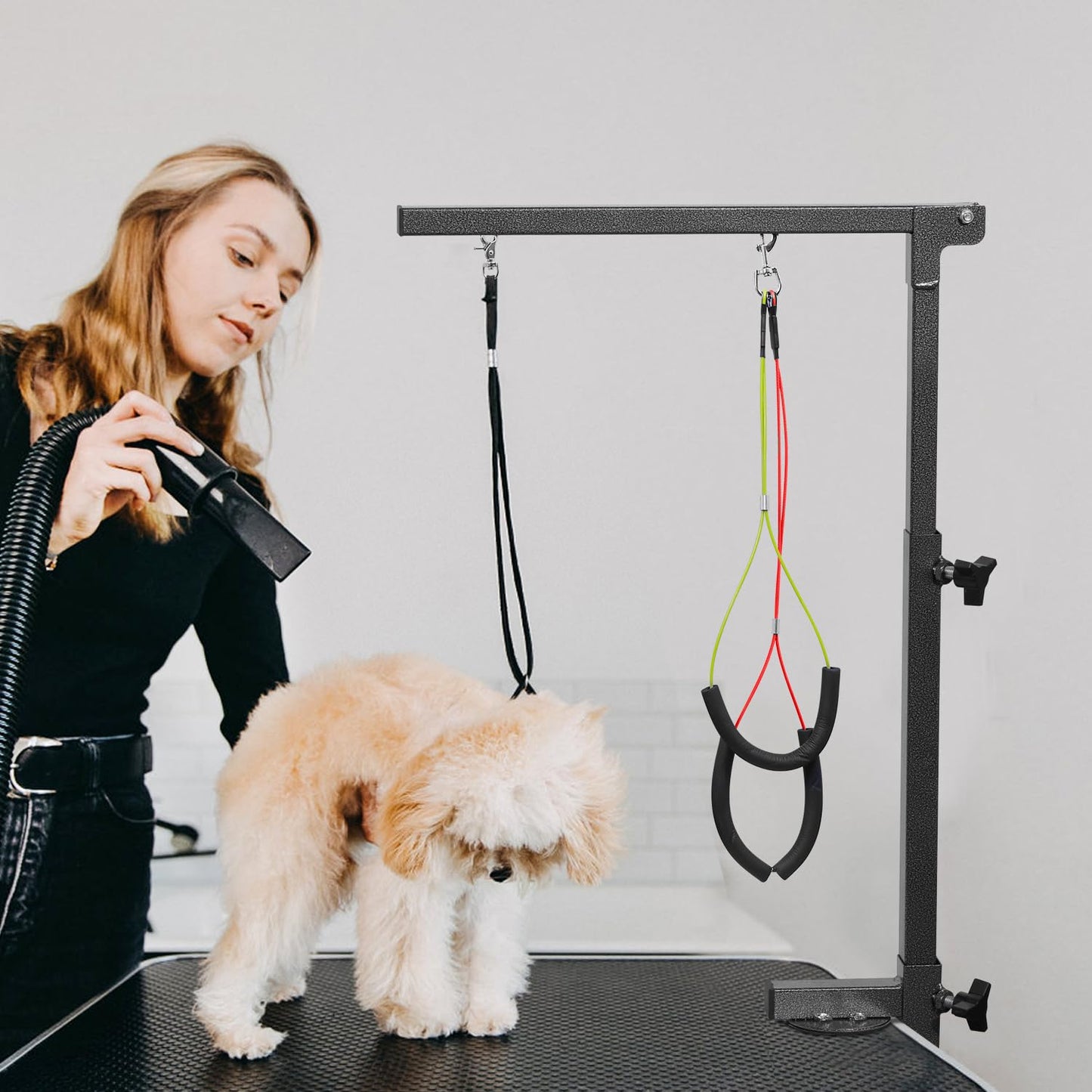 Urban Deco Dog Grooming Arm with Clamp Innovative Portable Two Grooming Arms - 33.5 inch Height Adjustable and Free Two No Sit Haunch Holder for Large and Small Dogs,Cats Grey